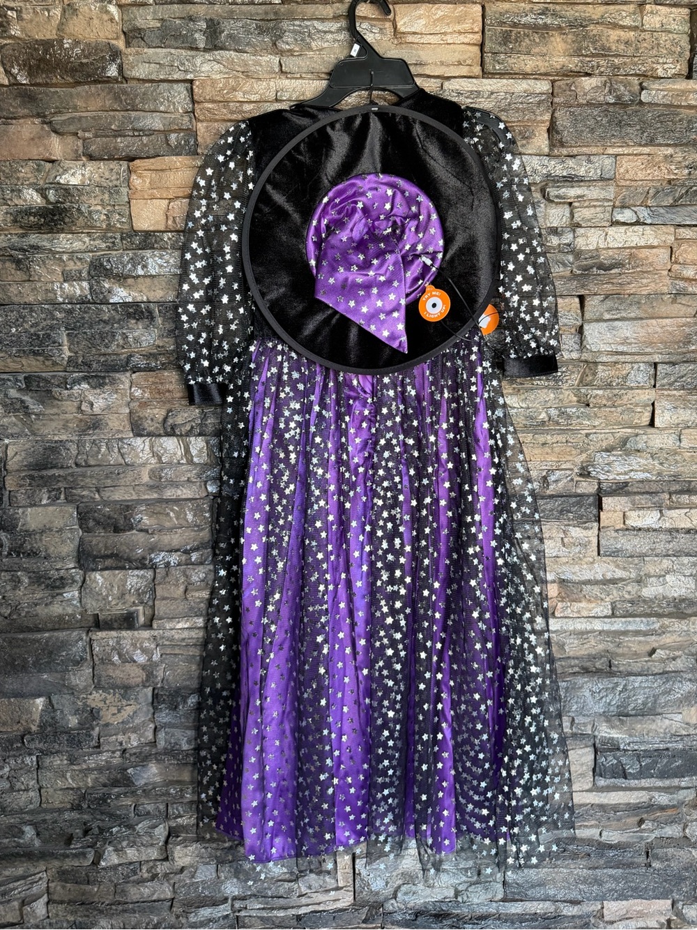 Girls Purple Sparkle Witch Costume with Hat - Kids Halloween - Picture 6 of 7